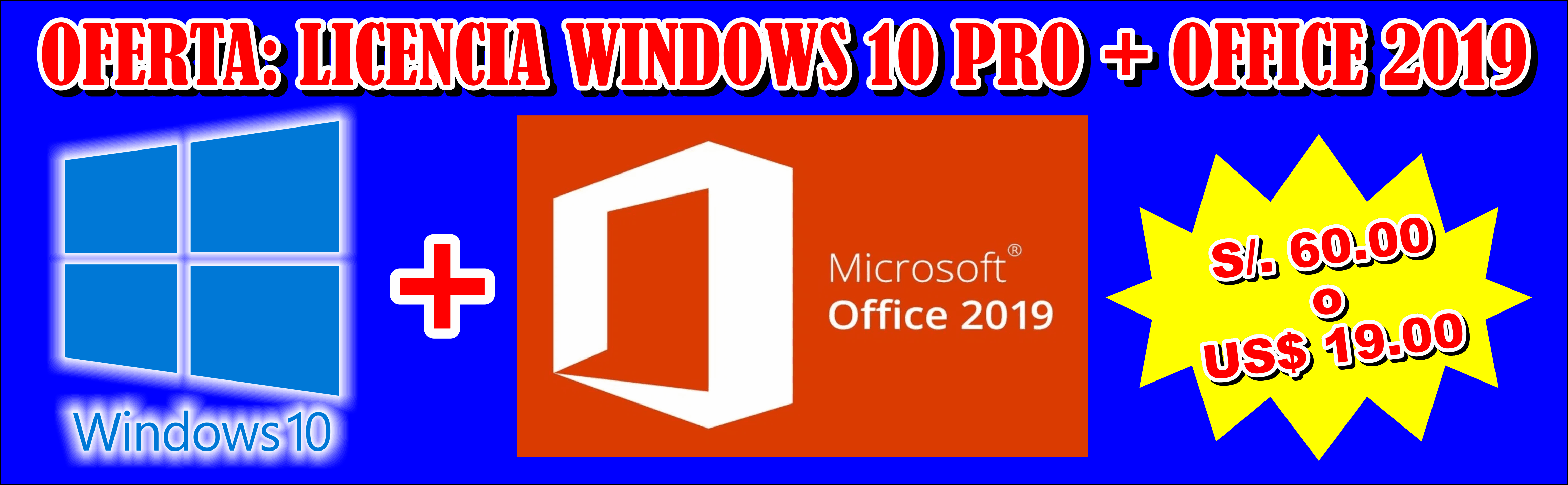 Oferta Windows 10 Pro + Office Profesional Plus 2019